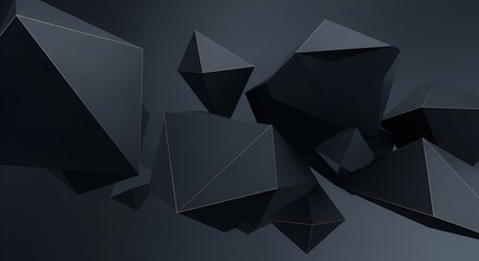 Abstract dark geometric shapes composition with elegant gold outlines background