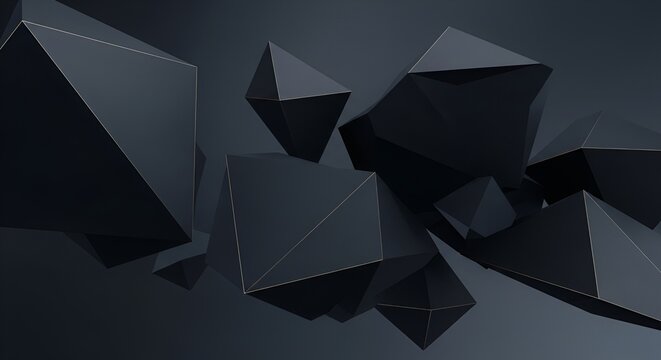 Abstract dark geometric shapes composition with elegant gold outlines background