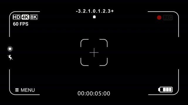 Video recording camera screen overlay and interface with alpha channel with multiple setting and time. Suitable for Overlay Alpha Channel Use Easy to Use Stock Video.
