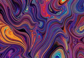 Obraz premium Vibrant swirling liquid ink flow with luminous pink and teal artistic pattern.