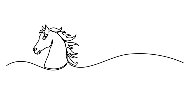 Happy Chinese new year 2025 Zodiac sign vector, line art continue horse, isolated on white background eps 10