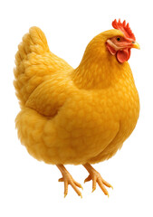 Fototapeta premium Golden-yellow feathered hen with a rounded body.