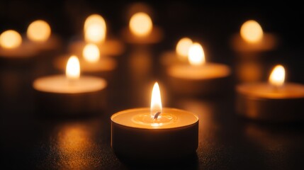 Romantic candle light concert with warm glowing lights and soft music ambiance