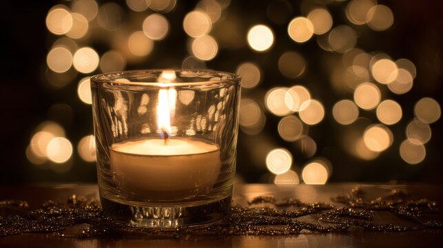 Romantic candle light concert with warm glowing lights and soft music ambiance