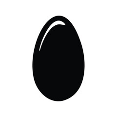 Minimalist black egg illustration on white background with gloss effect at top