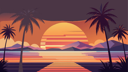 Obraz premium sunset over the beach