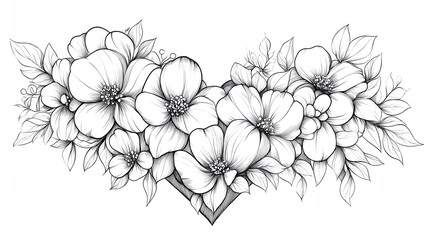 Intricate floral design in heart shape outline.