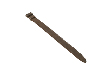 Brown leather strap with two keepers is isolated.