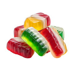 Vibrant Colorful Gummy Candies on White Background for Sweet Treats and Confectionery Concepts