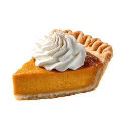 Decadent Pumpkin Pie with Whipped Cream - Isolated Delicious Dessert Image