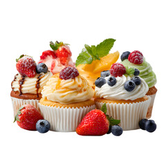 Exquisite Gourmet Cupcakes Collection in Elegant White Background