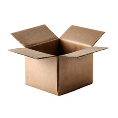 Empty Open Cardboard Shipping Box Isolated on White Background