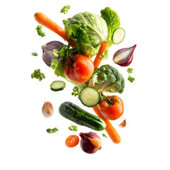 Vibrant Fresh Vegetables Floating in Air for Healthy Cooking