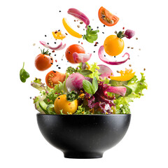 Vibrant Colorful Salad Ingredients in Motion for Healthy Cooking Inspiration