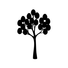 Abstract black tree silhouette against white background displaying simple botanical nature