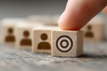 Human business hands with fingers holding a wooden box and toy