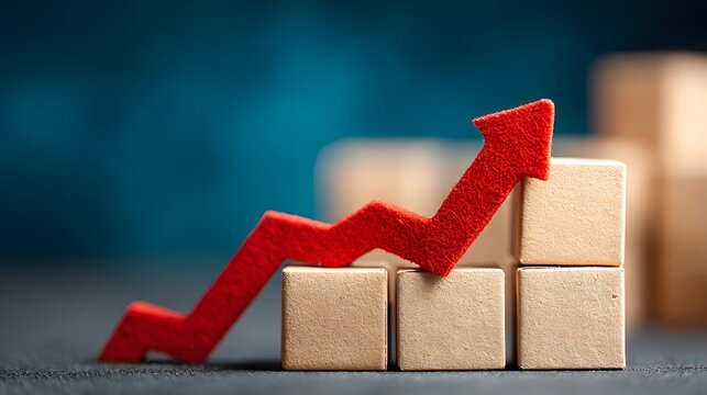 Red arrow business graph chart illustrating market success and financial growth concept - Powered by Adobe