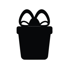 Silhouette of a gift box with a bow on white background