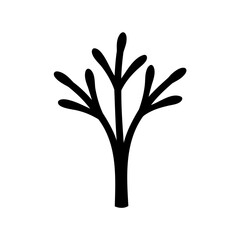 Simple Black and White Graphic of a stylized bare tree shape