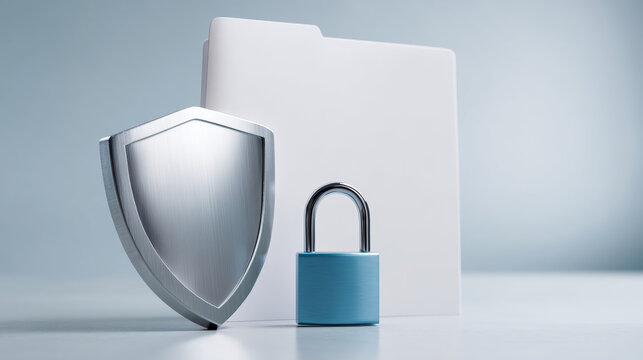 A folder with a padlock and shield symbolizes data security in the digital age