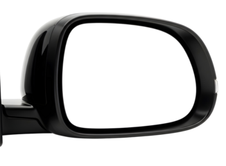 Black car side mirror isolated on transparent background