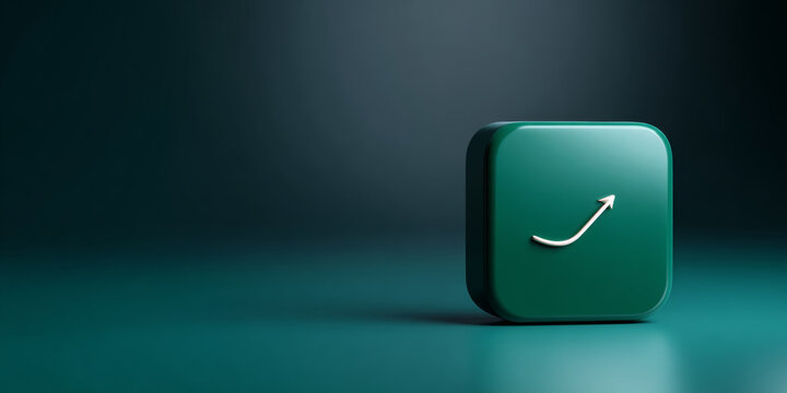 A green, square button with a white arrow pointing upward on it - Powered by Adobe