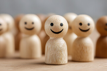 Smiling Group Figures Concept. Happiness, Positive Attitude, and Customer Satisfaction