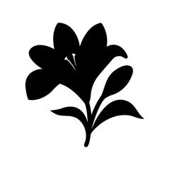 Dramatic Monochrome Lily Silhouette on White Background, Elegant Floral Design