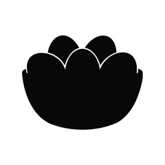 A Simple Black Silhouette of Eggs in a Bowl Illustration Design