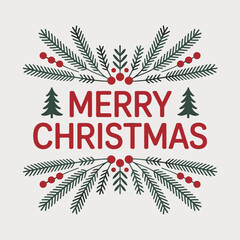 Holiday christmas greeting card with pine branches and berries for festive winter season design needs