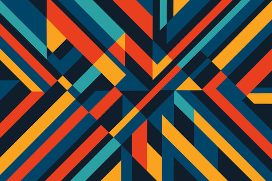 Dynamic Geometric Composition. Colorful geometric pattern with sharp lines and dynamic tones, modern vector illustration and bold