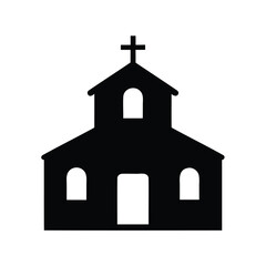 Silhouette image of a traditional church building with a prominent cross