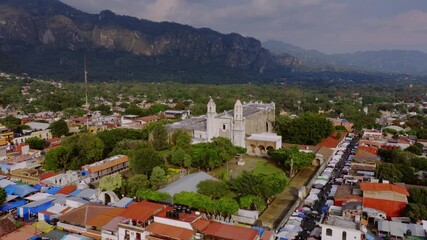 Aerial View of Tepoztlan - Circling Shot - Powered by Adobe