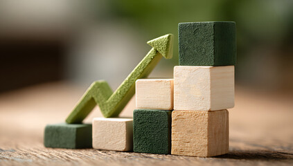 Green wooden blocks stacked with red ones on a white background, suggesting a pile of isolated, natural square toys