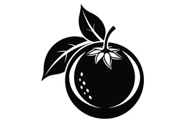 monk fruit black and white silhouette on white background