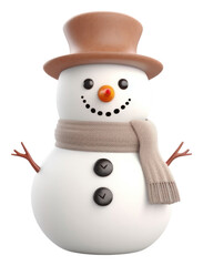 PNG Cute snowman with brown hat