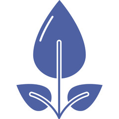 A stylized blue water drop icon merged with two green leaves on a transparent background representing nature and freshness