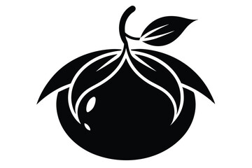 monk fruit black and white silhouette on white background