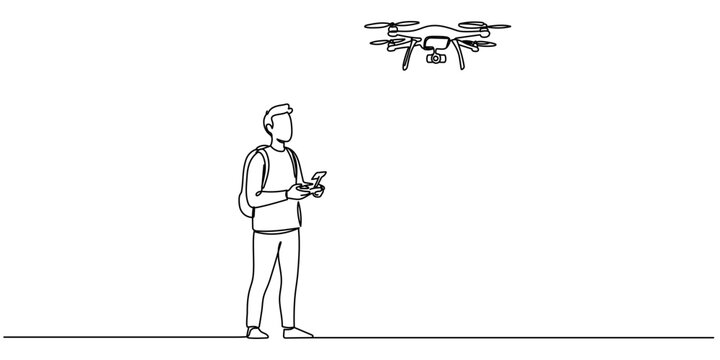 drone operator black and white line art clip art preview