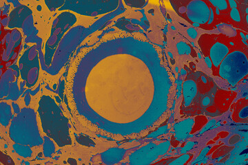 Abstract background with  Ebru marbling painting with round  circle patterns