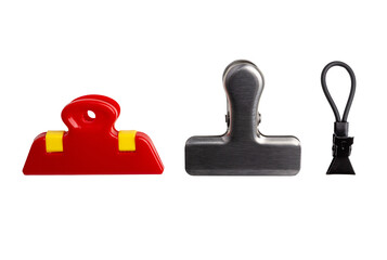 Assorted Clips And Clamps isolated on a white background
