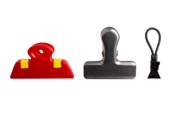 Assorted Clips And Clamps isolated on a white background