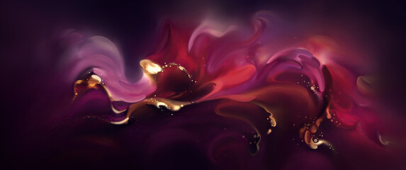 bright multicolored abstract fantasy the movement of waves on a dark background   © foldyart1980
