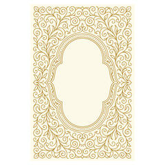 Ornate baroque oval frame on soft background classic cameo portrait template