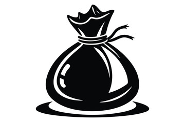 money bag silhouette black and white line art on white background
