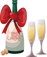 Realistic champagne glasses. 3d isolated glass with wines drinks, glitter bubble in transparent cup, cheers toast, romantic prosecco, vector illustration of realistic alcohol champagne