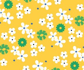 Obraz premium Geometric Floral Texture in Vintage Color Palette with Seamless Botanical Vector Artwork