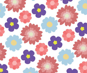 Colorful Vector Art Pattern of Floral and Geometric Shapes for Trendy Textile and Wallpaper Design