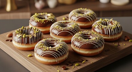 Delicious assorted baked desserts including donuts on a tray and in a box, alongside sweet cupcakes and chocolate pastry snacks for a celebration