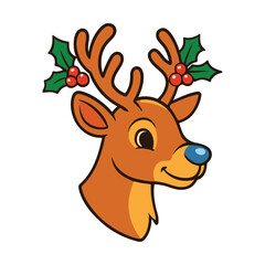 Holly Adorned Reindeer SVG